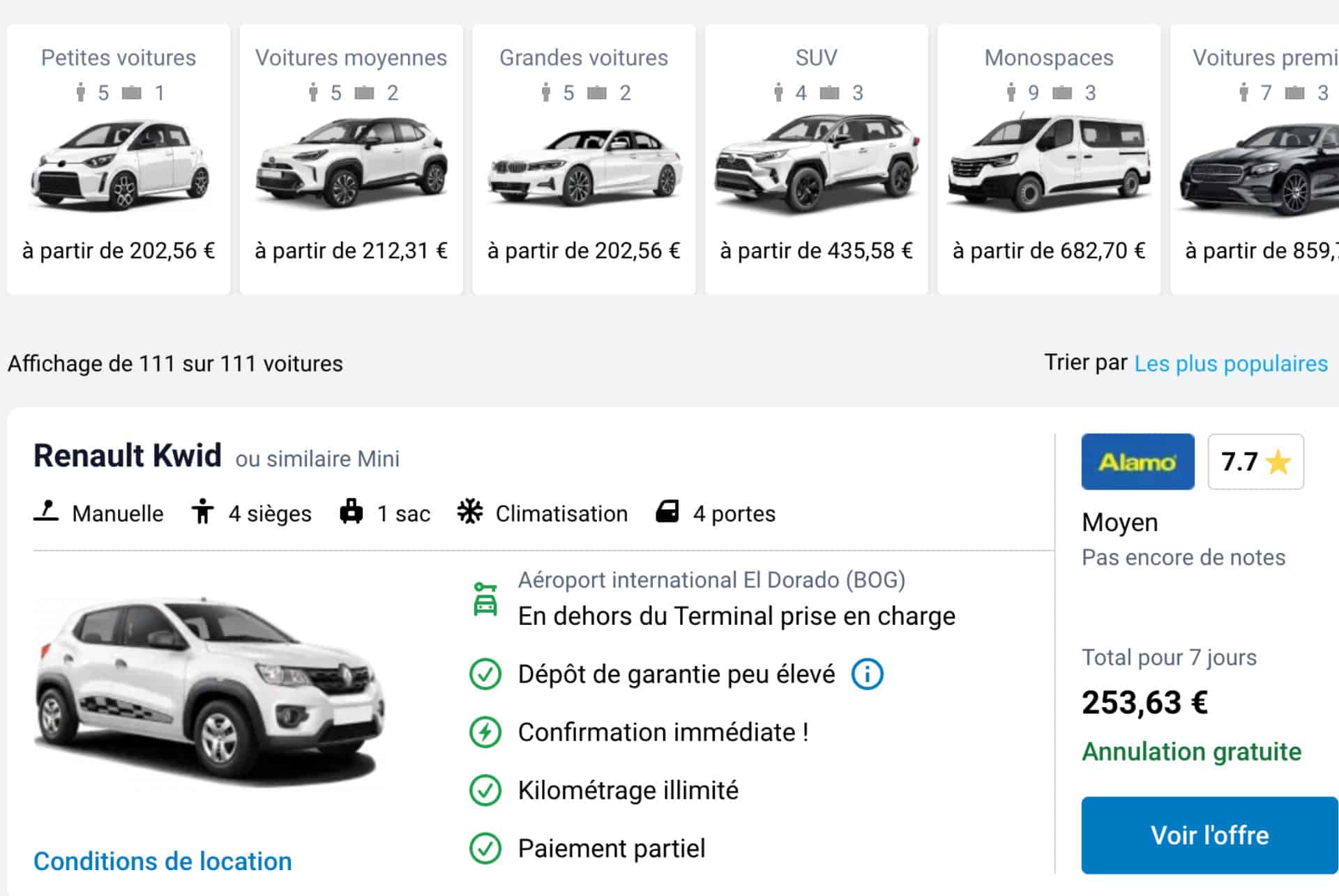 location citadine une semaine depuis aeroport