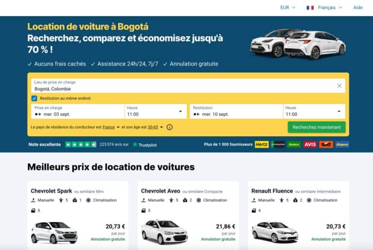 Location de voiture à Bogotá