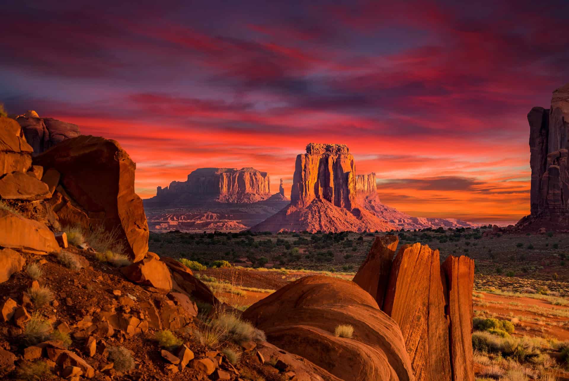 monument valley coucher du soleil