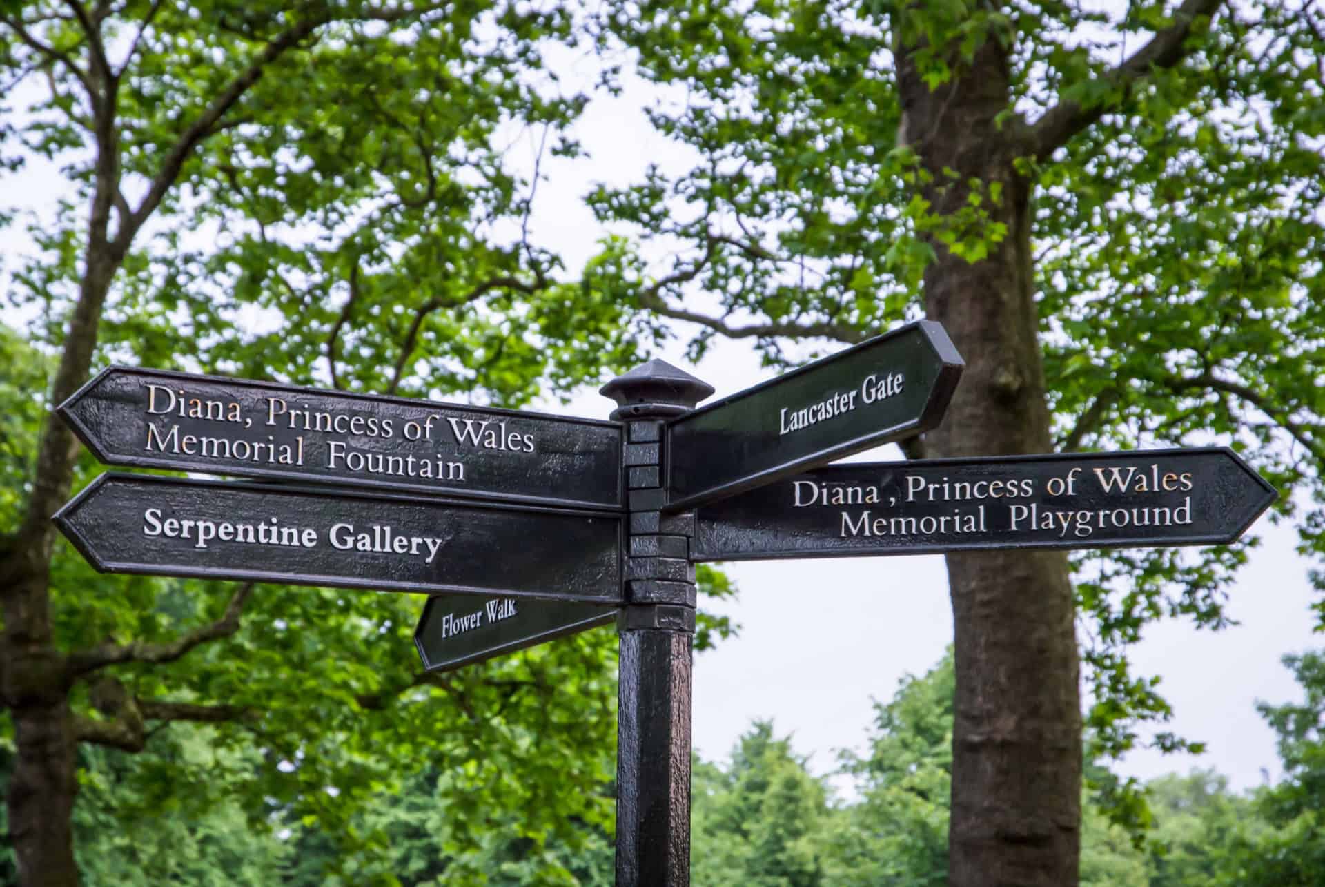 panneau indiquant les divers monuments et memoriaux a hyde park