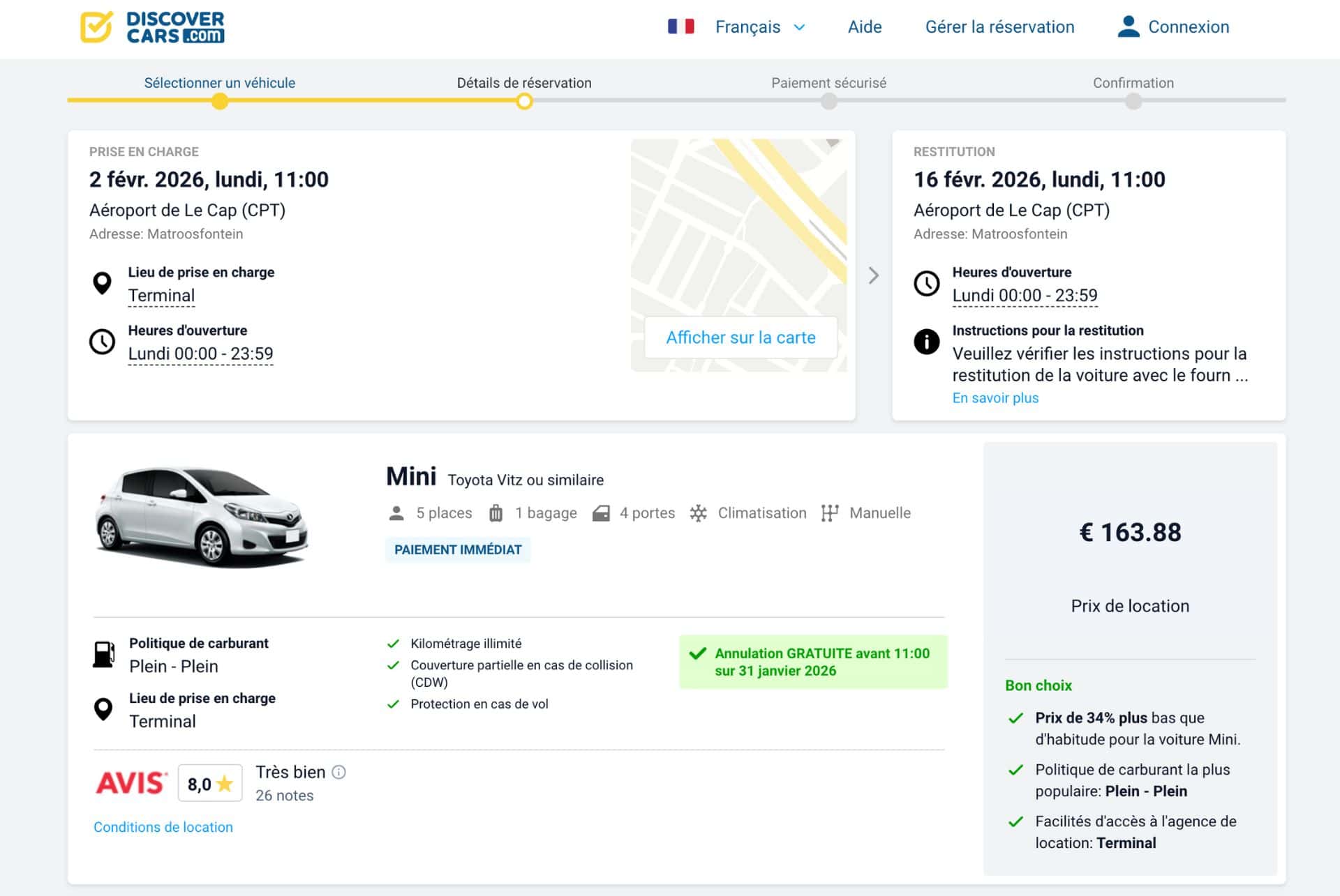 exemple location de voiture ads