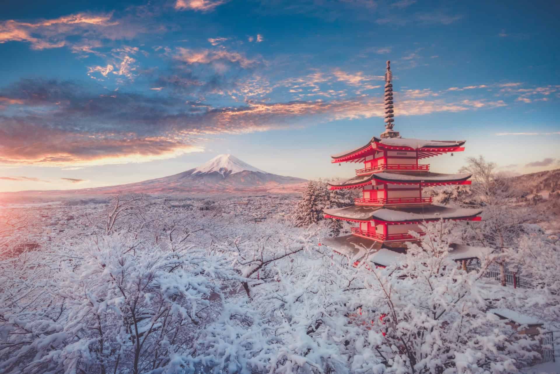 pagode chureito mont fuji en hiver pagode chureito mont fuji en hiver
