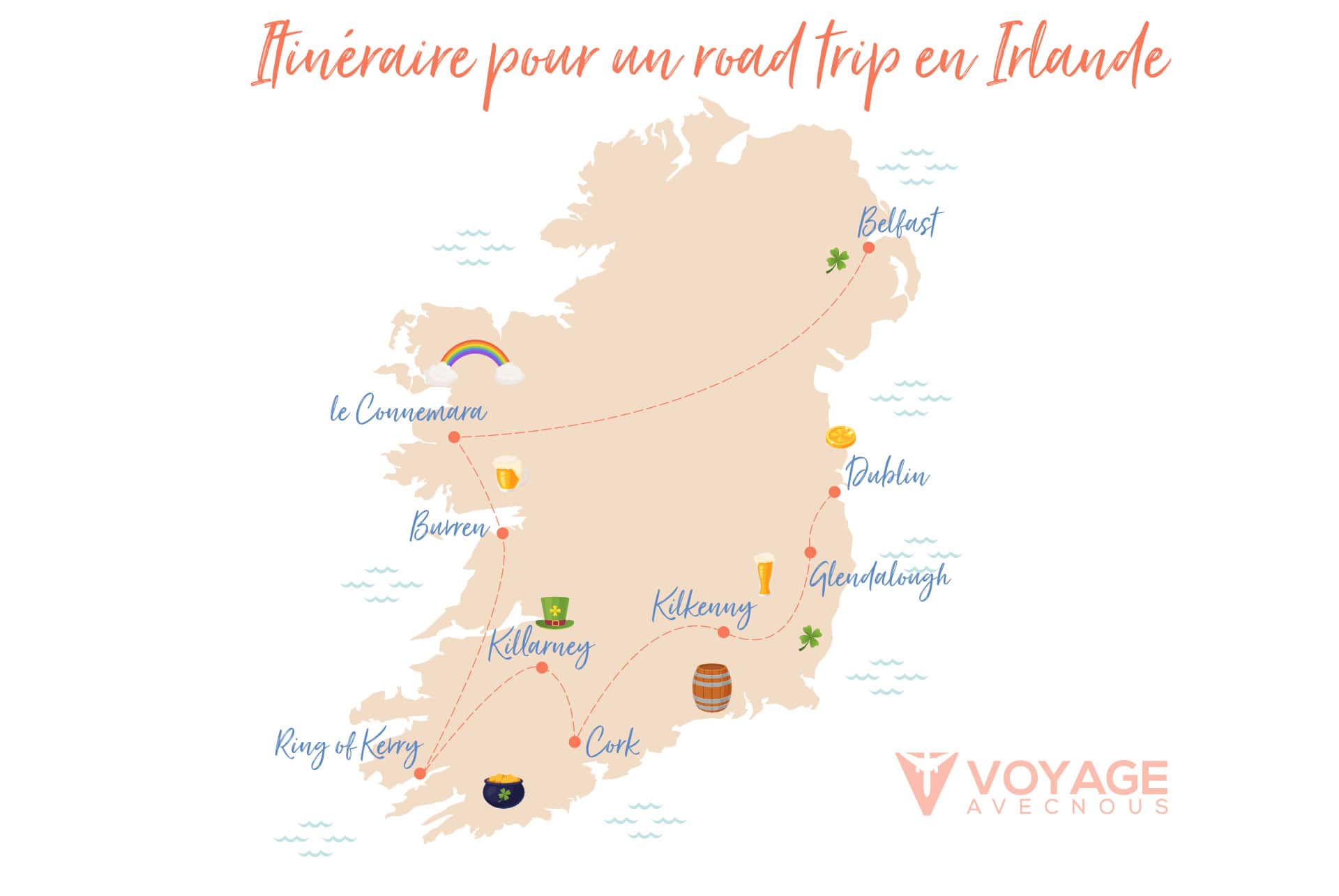 carte road trip en irlande carte road trip en irlande